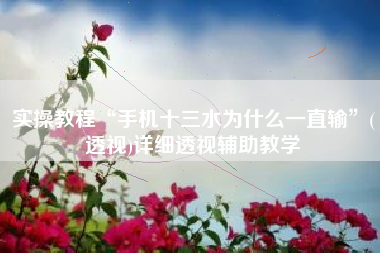 实操教程“手机十三水为什么一直输”(透视)详细透视辅助教学