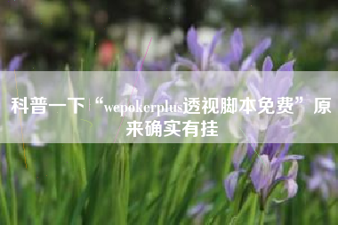 科普一下“wepokerplus透视脚本免费”原来确实有挂