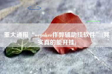 重大通报“wepoker作弊辅助挂软件”(其实真的能开挂)