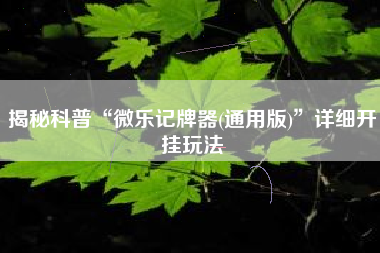揭秘科普“微乐记牌器(通用版)”详细开挂玩法 揭秘科普“微乐记牌器(通用版)”详细开挂玩法