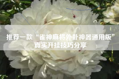 推荐一款“雀神麻将外卦神器通用版”真实开挂技巧分享 推荐一款“雀神麻将外卦神器通用版”真实开挂技巧分享