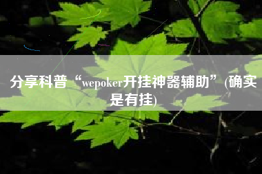 分享科普“wepoker开挂神器辅助”(确实是有挂) 分享科普“wepoker开挂神器辅助”(确实是有挂)
