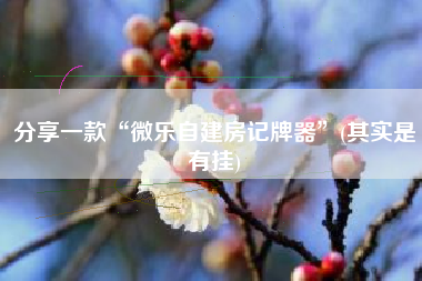 分享一款“微乐自建房记牌器”(其实是有挂) 分享一款“微乐自建房记牌器”(其实是有挂)