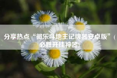 分享热点“微乐斗地主记牌器安卓版”(必胜开挂神器)