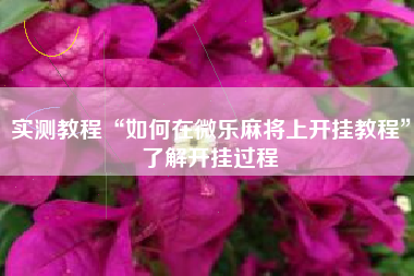 实测教程“如何在微乐麻将上开挂教程”了解开挂过程 实测教程“如何在微乐麻将上开挂教程”了解开挂过程