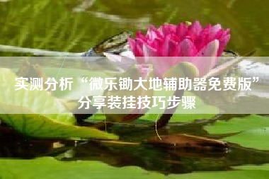 实测分析“微乐锄大地辅助器免费版”分享装挂技巧步骤 实测分析“微乐锄大地辅助器免费版”分享装挂技巧步骤