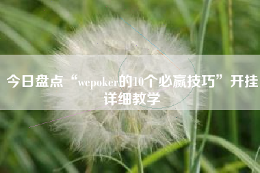 今日盘点“wepoker的10个必赢技巧”开挂详细教学