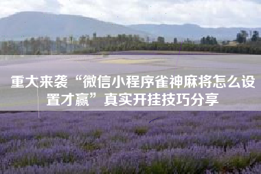 重大来袭“微信小程序雀神麻将怎么设置才赢”真实开挂技巧分享