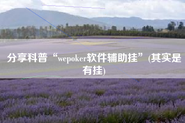 分享科普“wepoker软件辅助挂”(其实是有挂) 分享科普“wepoker软件辅助挂”(其实是有挂)