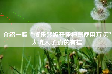 介绍一款“微乐够级开挂神器使用方法”太坑人了,真的有挂 介绍一款“微乐够级开挂神器使用方法”太坑人了,真的有挂