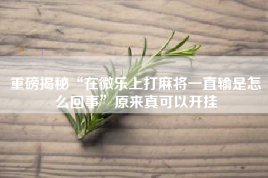 重磅揭秘“在微乐上打麻将一直输是怎么回事”原来真可以开挂