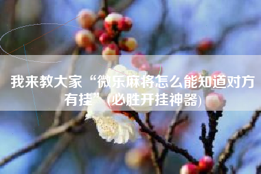 我来教大家“微乐麻将怎么能知道对方有挂”(必胜开挂神器) 我来教大家“微乐麻将怎么能知道对方有挂”(必胜开挂神器)