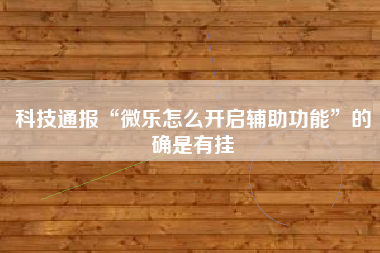 科技通报“微乐怎么开启辅助功能”的确是有挂