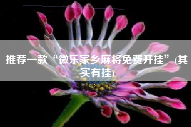 推荐一款“微乐家乡麻将免费开挂”(其实有挂)