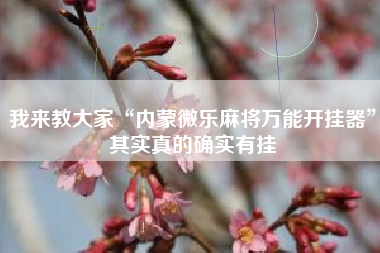 我来教大家“内蒙微乐麻将万能开挂器”其实真的确实有挂