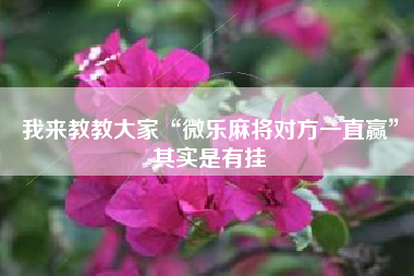 我来教教大家“微乐麻将对方一直赢”其实是有挂 我来教教大家“微乐麻将对方一直赢”其实是有挂