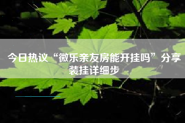 今日热议“微乐亲友房能开挂吗”分享装挂详细步