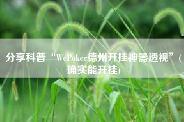 分享科普“WePoker德州开挂神器透视”(确实能开挂)
