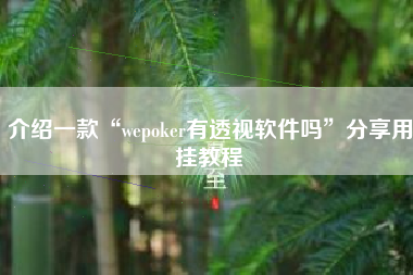 介绍一款“wepoker有透视软件吗”分享用挂教程