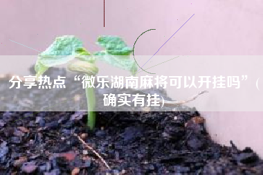 分享热点“微乐湖南麻将可以开挂吗”(确实有挂) 分享热点“微乐湖南麻将可以开挂吗”(确实有挂)