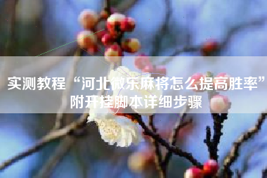 实测教程“河北微乐麻将怎么提高胜率”附开挂脚本详细步骤