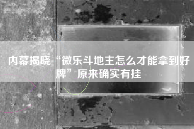 内幕揭晓“微乐斗地主怎么才能拿到好牌”原来确实有挂