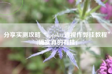 分享实测攻略“appoker透视作弊挂教程”(确实真的有挂)