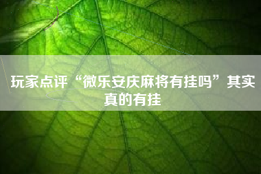 玩家点评“微乐安庆麻将有挂吗”其实真的有挂