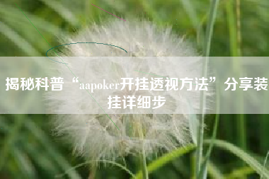 揭秘科普“aapoker开挂透视方法”分享装挂详细步