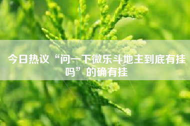 今日热议“问一下微乐斗地主到底有挂吗”的确有挂 今日热议“问一下微乐斗地主到底有挂吗”的确有挂