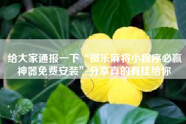 给大家通报一下“微乐麻将小程序必赢神器免费安装”分享真的有挂给你 给大家通报一下“微乐麻将小程序必赢神器免费安装”分享真的有挂给你