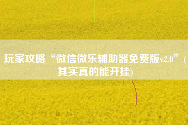 玩家攻略“微信微乐辅助器免费版v2.0”(其实真的能开挂) 玩家攻略“微信微乐辅助器免费版v2.0”(其实真的能开挂)