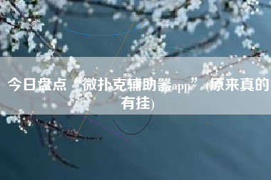 今日盘点“微扑克辅助器app”(原来真的有挂)