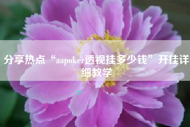分享热点“aapoker透视挂多少钱”开挂详细教学