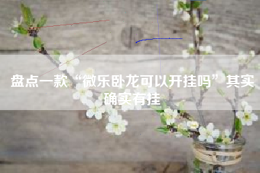 盘点一款“微乐卧龙可以开挂吗”其实确实有挂