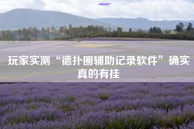 玩家实测“德扑圈辅助记录软件”确实真的有挂