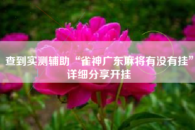 查到实测辅助“雀神广东麻将有没有挂”详细分享开挂