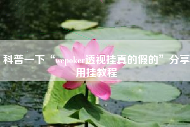 科普一下“wepoker透视挂真的假的”分享用挂教程