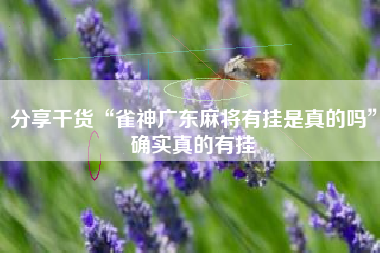 分享干货“雀神广东麻将有挂是真的吗”确实真的有挂