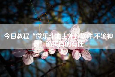 今日教程“微乐斗地主外卦软件,不输神器”确实真的有挂