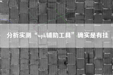 分析实测“wpk辅助工具”确实是有挂 分析实测“wpk辅助工具”确实是有挂