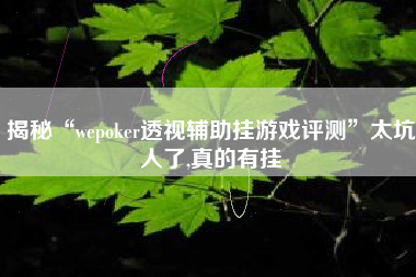 揭秘“wepoker透视辅助挂游戏评测”太坑人了,真的有挂