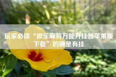 玩家必读“微乐麻将万能开挂器苹果版下载”的确是有挂