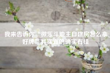 我来告诉你“微乐斗地主自建房怎么拿好牌”其实真的确实有挂