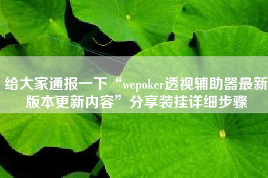 给大家通报一下“wepoker透视辅助器最新版本更新内容”分享装挂详细步骤
