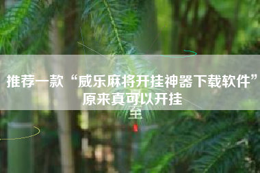 推荐一款“威乐麻将开挂神器下载软件”原来真可以开挂