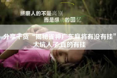 分享干货“揭秘雀神广东麻将有没有挂”太坑人了,真的有挂