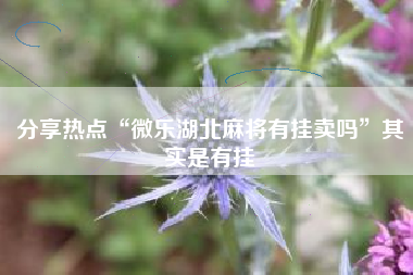 分享热点“微乐湖北麻将有挂卖吗”其实是有挂