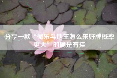 分享一款“微乐斗地主怎么来好牌概率更大”的确是有挂