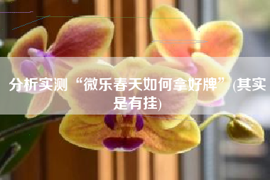 分析实测“微乐春天如何拿好牌”(其实是有挂) 分析实测“微乐春天如何拿好牌”(其实是有挂)